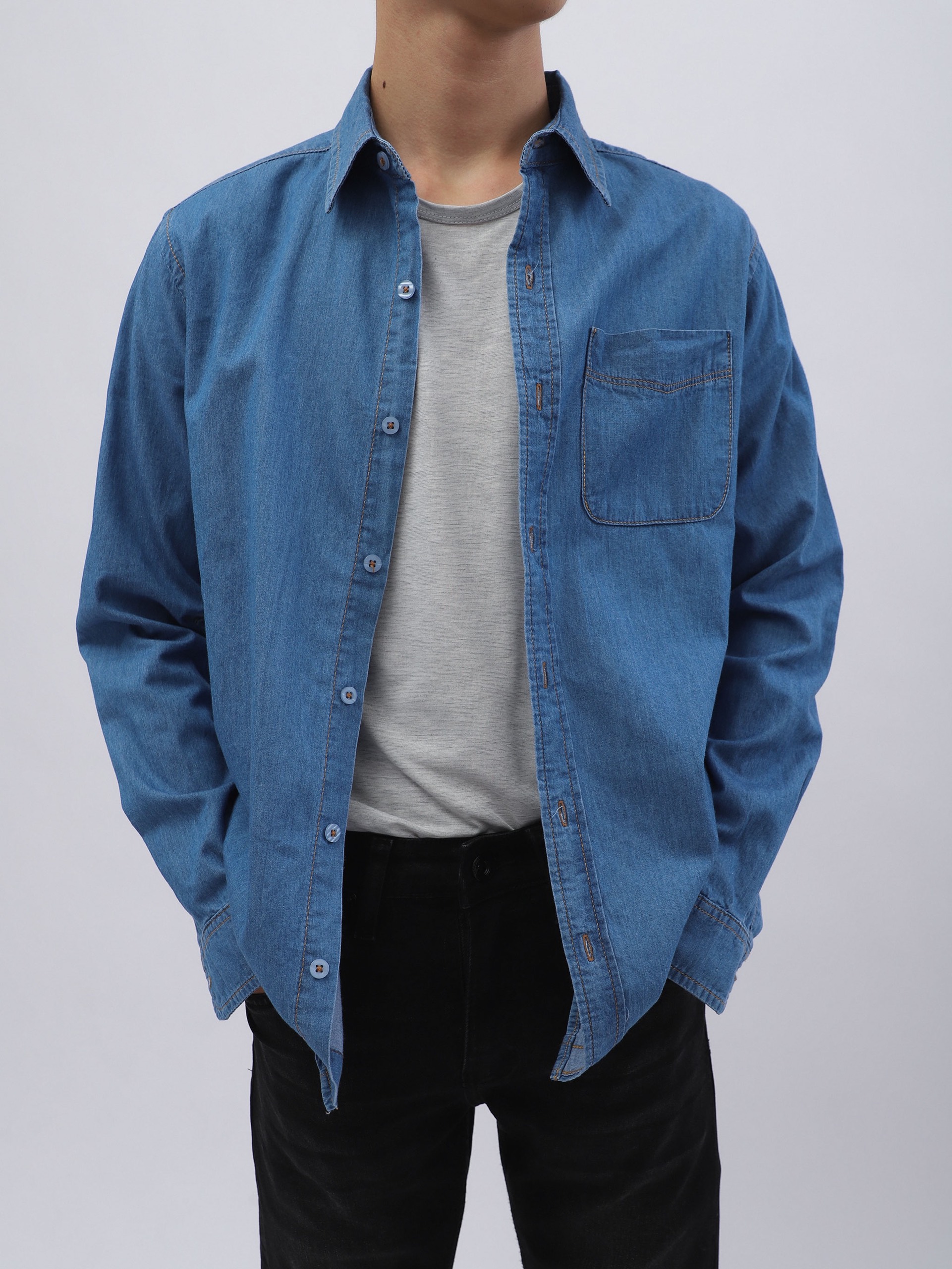 5 kiểu quần cực hợp để mặc với sơ mi denim ELLE Man #19 5 kiểu quần cực hợp để mặc với sơ mi denim ELLE Man